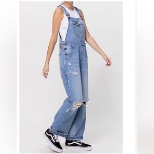 Hidden Dylan 90’s Overall Coverall Oversize Distressed Jeans Denim Nordstrom NWT